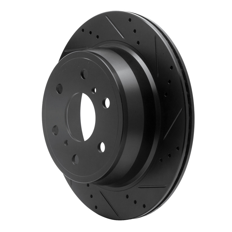 Cadillac Escalade Brake Rotor (1) - Rear Right - R1 Concepts - Drilled & Slotted - Black - `07-`20
